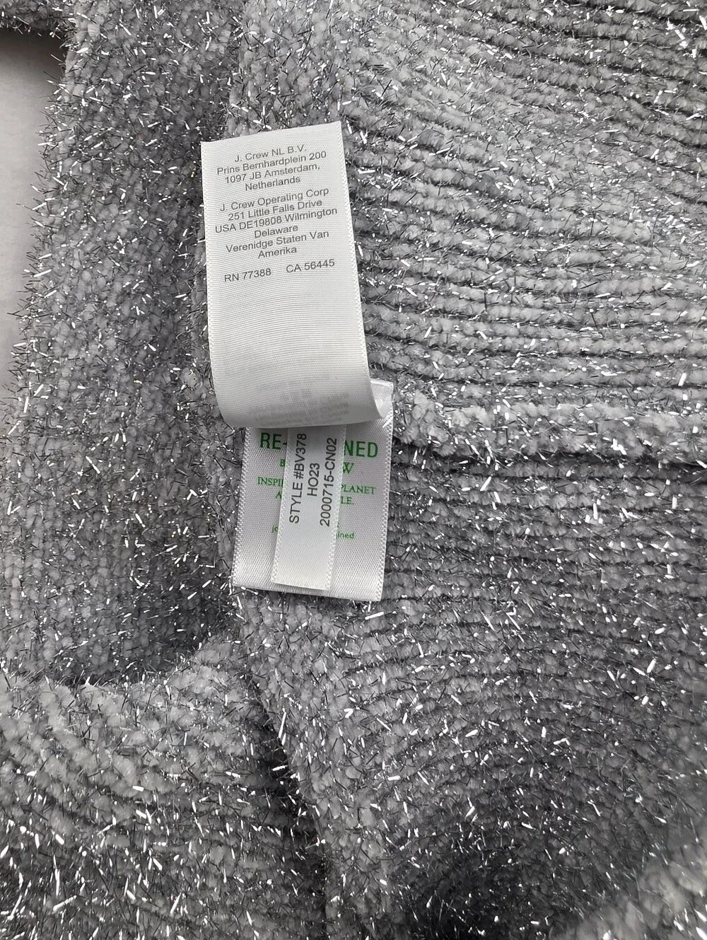 J. Crew Silver Metallic Tinsel Crewneck Sweater Women's Size Large